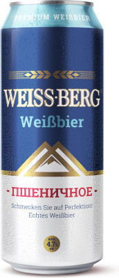 Изображение товара Напиток пивной Weiss Berg Пшеничное нефильтрованный неосветленный пастеризованный, 450мл