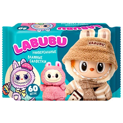 Изображение товара Салфетки влажные Labubu универсальные, 60шт