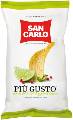 Изображение товара Чипсы картофельные San Carlo Piu Gusto лайм и розовый перец, 150г