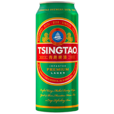 Изображение товара Пиво Tsingtao Премиум Лагер светлое фильтрованное пастеризованное 5%, 500мл