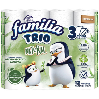 Изображение товара Туалетная бумага Familia Trio 3 слоя, 12шт