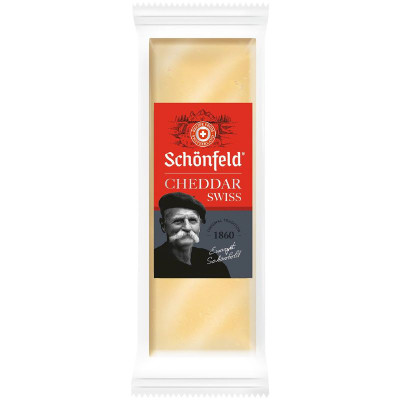 Сыр Schonfeld полутвёрдый Swiss Cheddar 53%, 150г