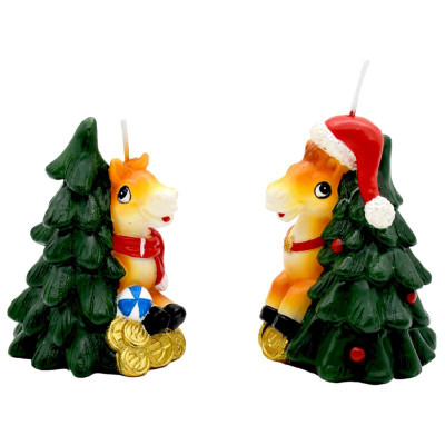 Изображение товара Свеча Лошадка с ёлкой декоративная Маркет