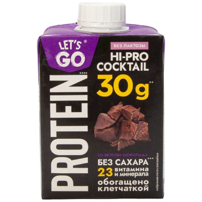 Изображение товара Коктейль молочный Let's Go Шоколад обезжиренный, 500г
