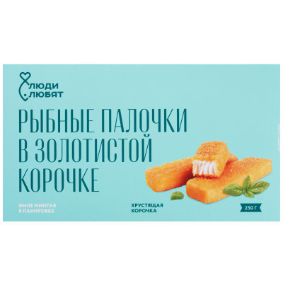 Изображение товара Палочки рыбные из филе минтая в панировке мороженые Люди Любят, 250г