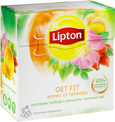 Чай Lipton Energy Surge зелёный с гуараной, кардамоном и лакрицей в пирамидках, 20x1.8г