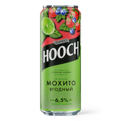 Изображение товара Коктейль алкогольный Hooch Super со вкусом Ягодный Мохито и соком лайма 6.5%, 450мл