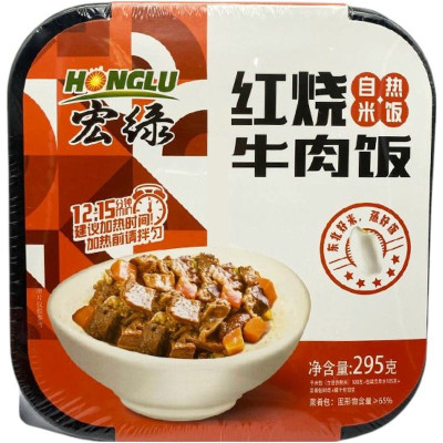 Изображение товара Рис Honglu самонагревающийся с говядиной тушёной в красном соусе, 295г