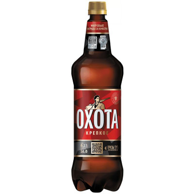 Изображение товара Пиво Охота Крепкое светлое пастеризованное 8.1%, 1.2л