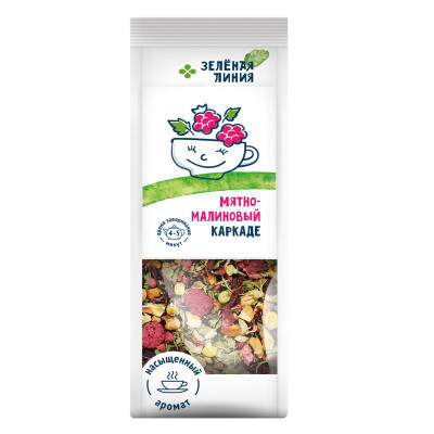 Изображение товара Напиток чайный мятно-малиновый каркаде Зелёная Линия, 80г
