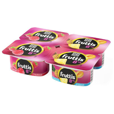 Изображение товара Продукт йогуртный Fruttis ананас-дыня-малина 8%, 115г