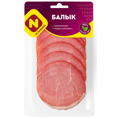 Изображение товара Балык Останкино из свинины сырокопченый нарезка, 100г