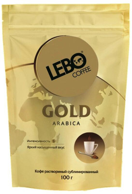 Изображение товара Кофе Lebo Gold Arabica растворимый сублимированный, 100г