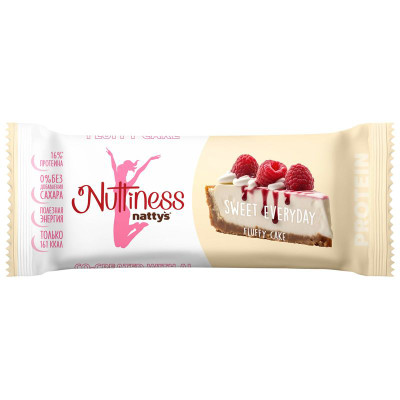 Изображение товара Батончик Nuttiness Fluffy Cake малиновый чизкейк в молочном шоколаде протеиновый, 35г