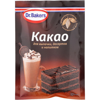 Изображение товара Какао-порошок Dr. Bakers алкализованный, 25г
