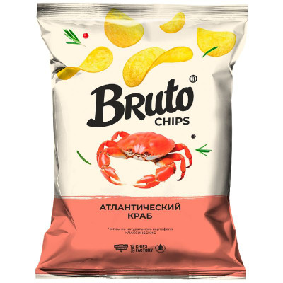 Изображение товара Чипсы Bruto из натурального картофеля со вкусом краба, 120г