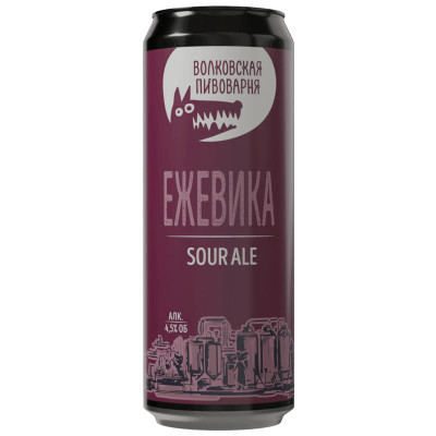 Изображение товара Напиток пивной Волковская Пивоварня Ежевика нефильтрованный осветлённый пастеризованный 4.5%, 450мл