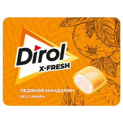 Изображение товара Жевательная резинка Dirol X-Fresh Ледяной мандарин без сахара, 16г