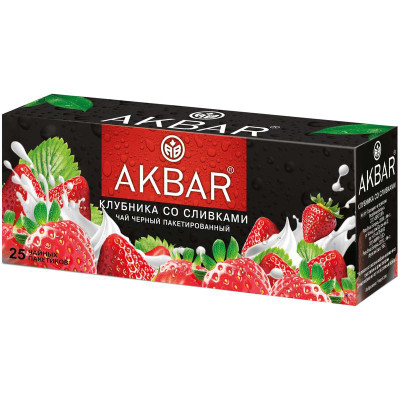 Изображение товара Чай Akbar Клубника со сливками, 25х1.5г