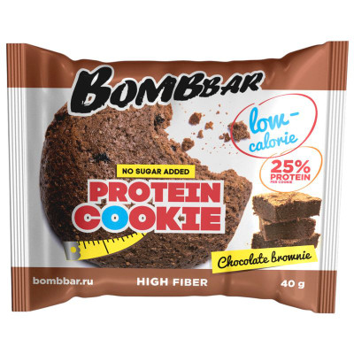 Изображение товара Печенье Bombbar со вкусом Шоколадный Брауни неглазированное, 40г
