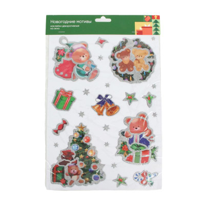 Изображение товара Наклейки декоративные на окно Новогодние мотивы Маркет
