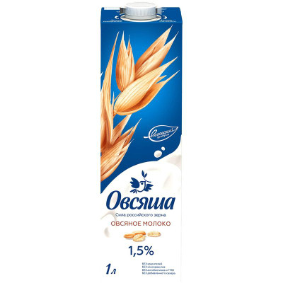 Изображение товара Напиток овсяный Овсяша обогащённый 1.5%, 1л