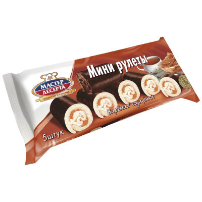 Изображение товара Мини-рулеты Мастер Десерта бисквитные с кремом варёная сгущёнка, 175г