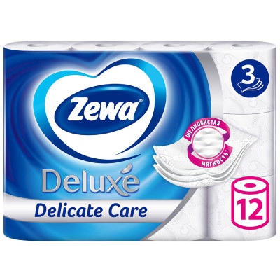 Изображение товара Туалетная бумага Zewa Deluxe белая 3 слоя, 12шт
