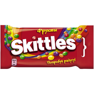 Изображение товара Драже Skittles фрукты жевательные в разноцветной сахарной глазури, 38г