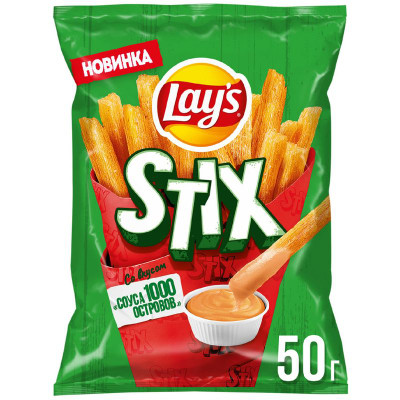 Изображение товара Чипсы Lay's Stix картофельно-пшеничные со вкусом Соуса 1000 островов, 50г