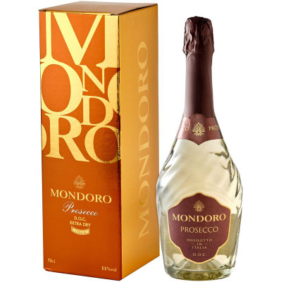 Изображение товара Вино игристое Mondoro Просекко белое сухое 11% в подарочной упаковке, 750мл