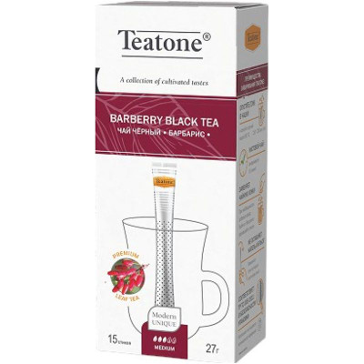 Изображение товара Чай Teatone с ароматом барбариса чёрный в стиках, 15х1,8г