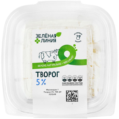 Изображение товара Творог 5% Зелёная Линия, 400г