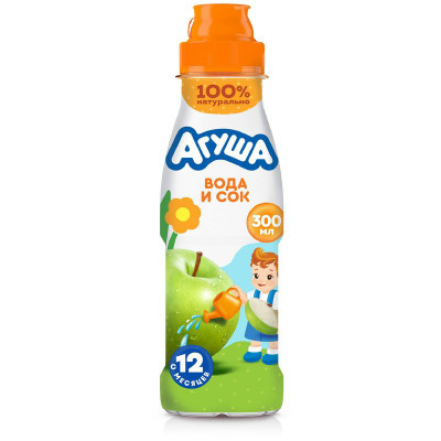 Изображение товара Напиток Агуша вода с соком Яблоко с 12 месяцев, 300мл