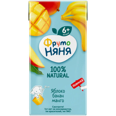 Изображение товара Нектар ФрутоНяня Яблоко-Банан-Манго, 200мл