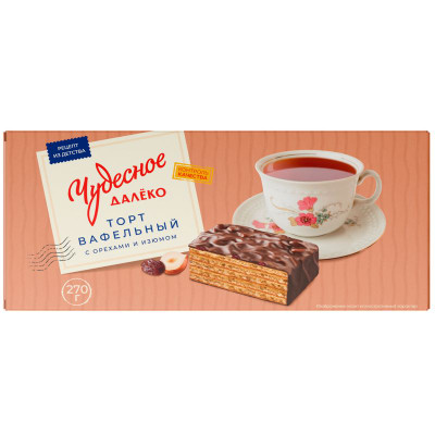 Изображение товара Торт Чудесное Далёко вафельный с орехами и изюмом, 270г