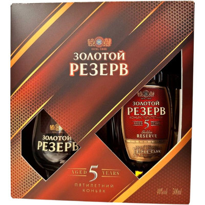 Изображение товара Коньяк Золотой Резерв Набор с бокалом, 500мл