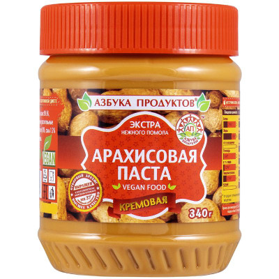 Изображение товара Паста арахисовая Азбука Продуктов Экстра кремовая, 340г
