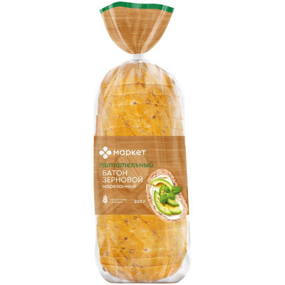 Изображение товара Батон Зерновой нарезанный Маркет, 300г