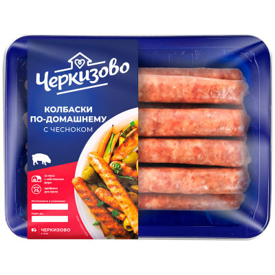 Изображение товара Колбаски свиные Черкизово по-домашнему с чесноком, 450г