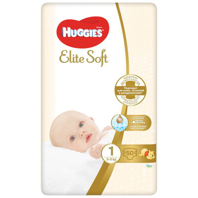 Изображение товара Подгузники Huggies Elite Soft р.1 3-5кг, 50шт