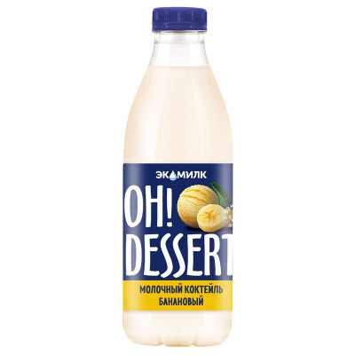 Изображение товара Молочный коктейль Экомилк Ох! Десерт банановый 2%, 900мл