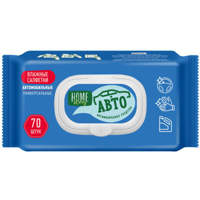 Изображение товара Салфетки влажные для автомобиля Home Story, 70шт