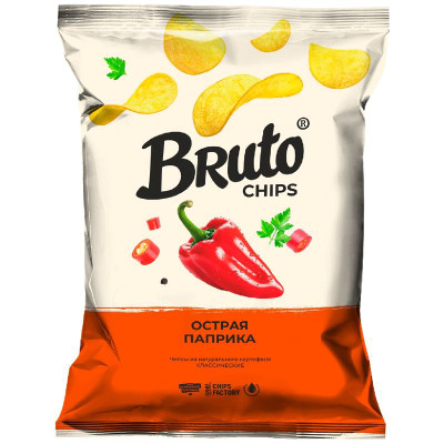 Изображение товара Чипсы Bruto из натурального картофеля со вкусом паприки, 120г