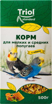 Изображение товара Корм Triol Standart для мелких и средних попугаев мёд, 500г