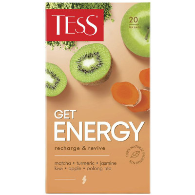 Изображение товара Чай Tess Гет Энерджи с ароматом киви и жасмина, 20х1.5г