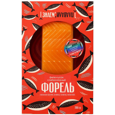 Изображение товара Форель радужная Знаем Плавали филе-кусок слабосолёная, 200г