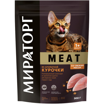 Изображение товара Сухой корм Мираторг Meat сухой из ароматной курочки для кошек, 300г