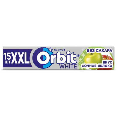 Изображение товара Жевательная резинка Orbit White Сочное яблоко без сахара, 20.4г