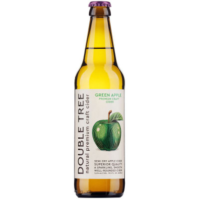 Изображение товара Сидр Double Tree яблоко полусухой непастеризованный фильтрованный газированный 5.6%, 450мл